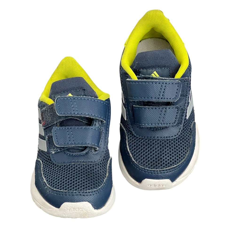 Adidas Tensaur Run Toddler Shoes 6K Crew Blue Acid Yellow FY9199 Hook and Loop